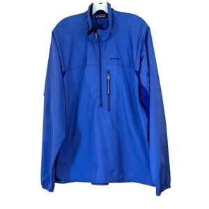 Patagonia Men's Half Zip Windbreaker Blue Long Sleeve Pockets Size XL
